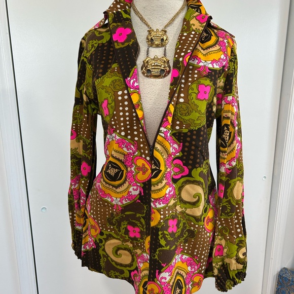 VINTAGE IGLWU MARDI MODES NEW YORK BOHEMIAN MOD PSYCHEDELIC ART TOP ..VERY RARE! - Picture 9 of 14